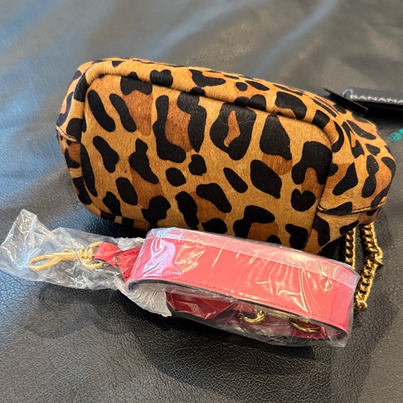 Banana Republic Animal Print Clutch with Bold Red Strap - Picture 2 of 8